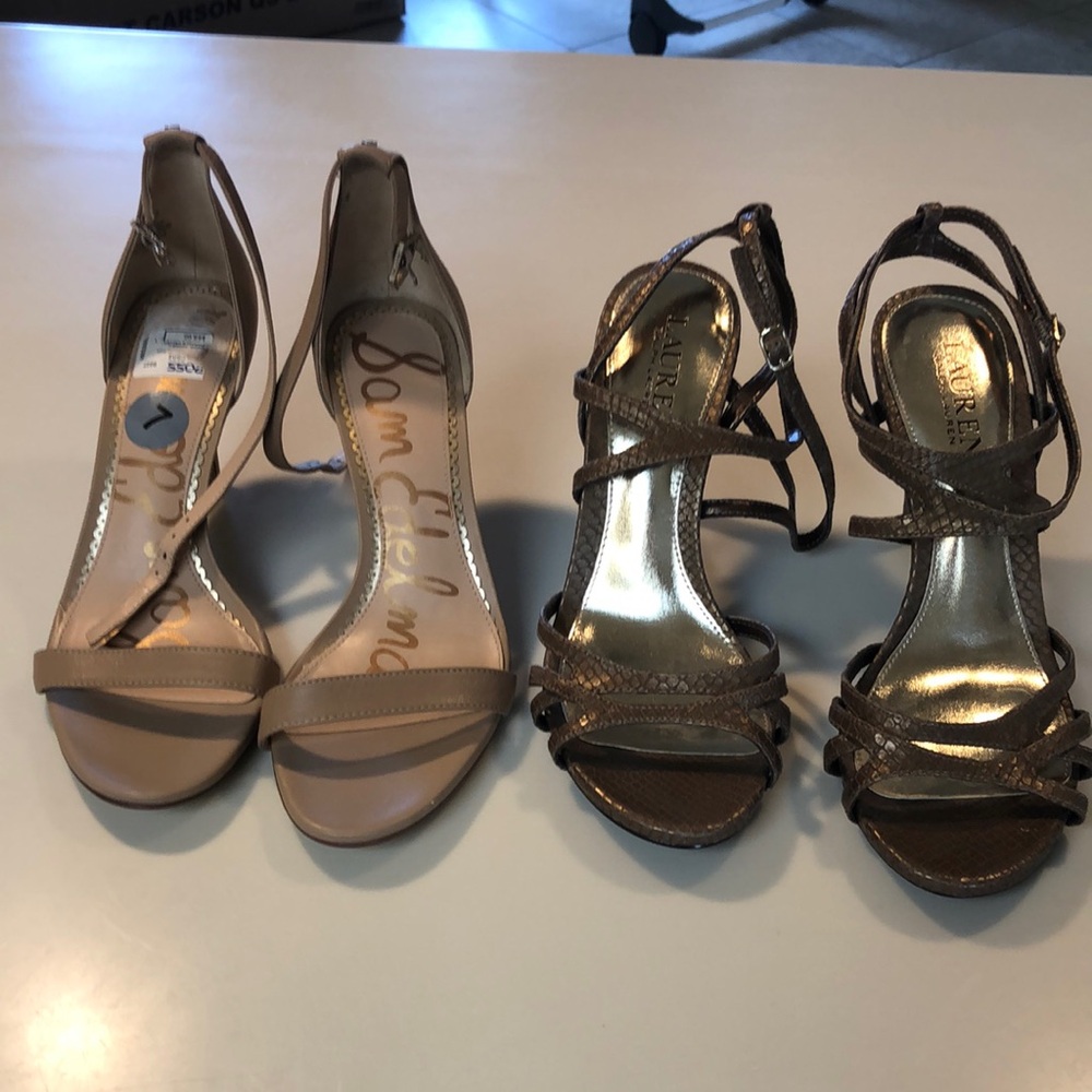 Nude size 7 Sam Edelman Sandals and Bronze Ralph Lauren size 7.5